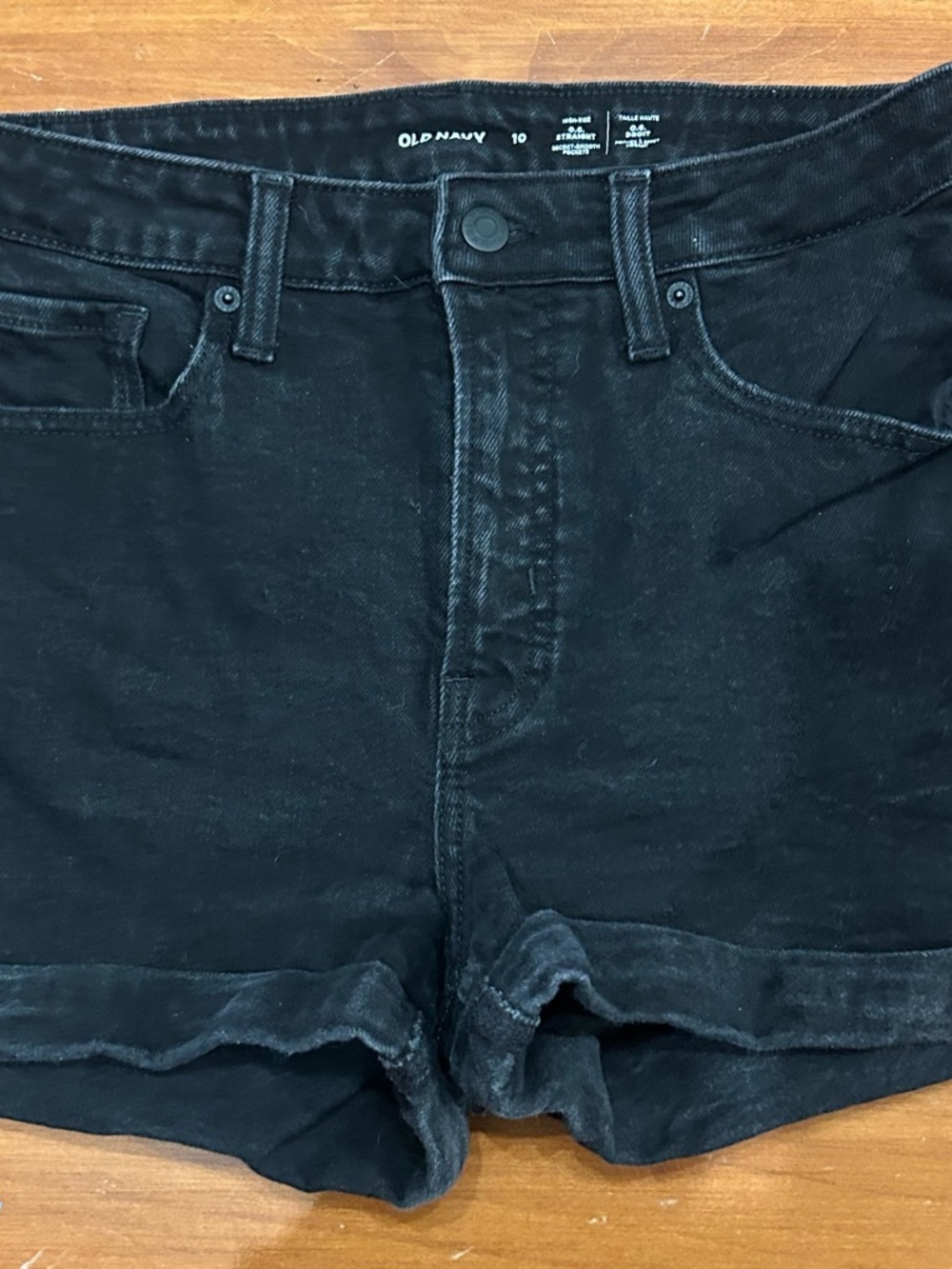Old Navy Black Denim High-Rise Folded-Hem Shorts